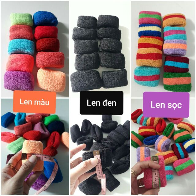 5 cột tóc Len bản 3.5-4cm (màu/sọc màu)