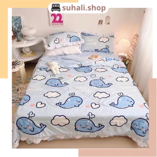 Đũi chăn chần bèo to Suhali, bộ ga giường vỏ gối và chăn chần bông họa tiết đáng yêu