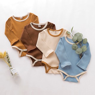 Áo tay dài liền thân màu trơn cho bé trai gái xinh xắn