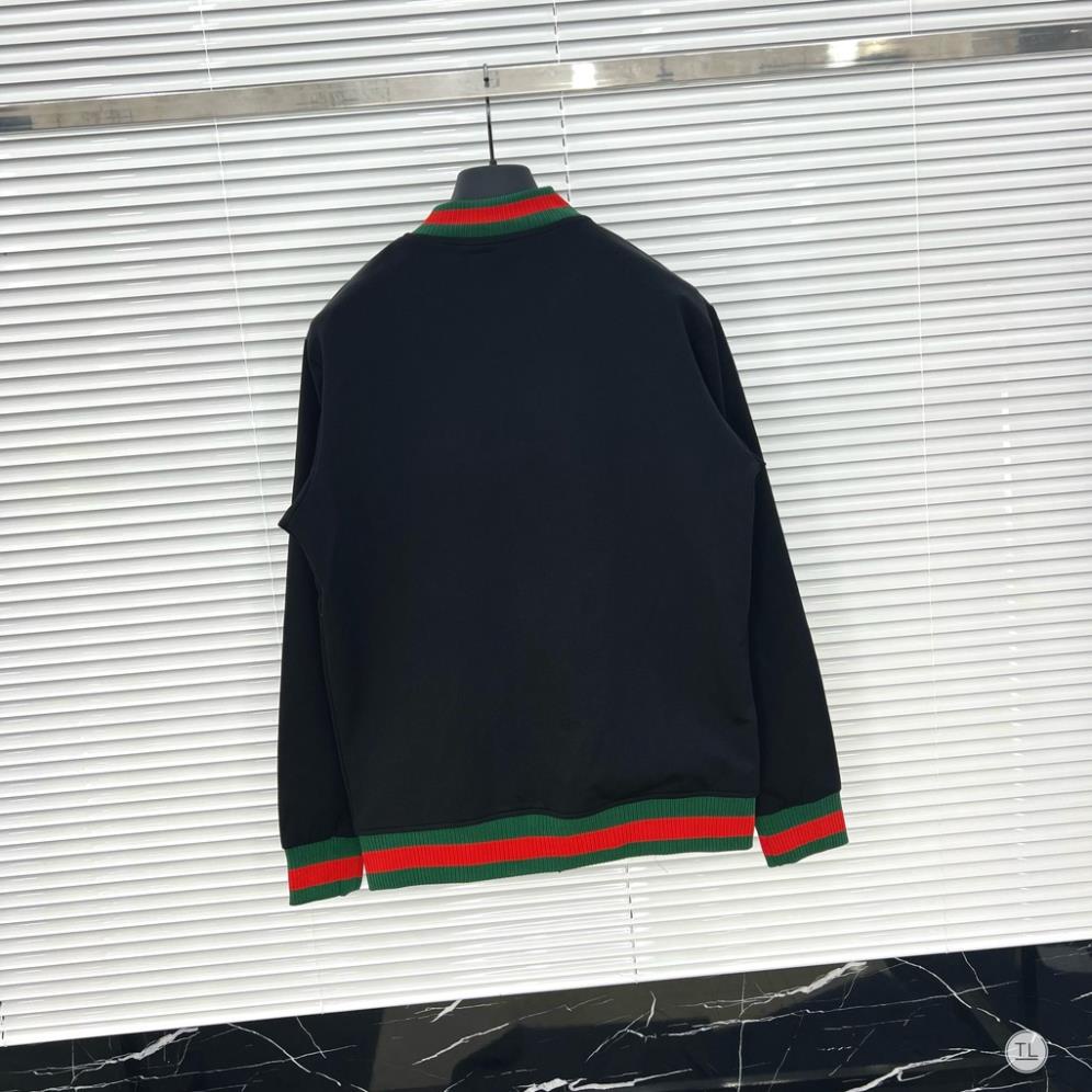 Áo Bomber Cline Thêu Chữ Sau Áo Siêu Đẹp - Áo Bomber GC Nam Viền Kẻ Đỏ Xanh Siêu Chất