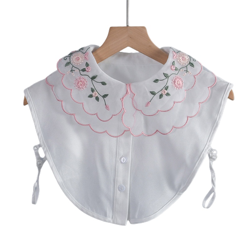 Áo Sơ Mi Lửng Cổ Bẻ Thêu Hoa Có Thể Tháo Rời Thời Trang Cho Nữ