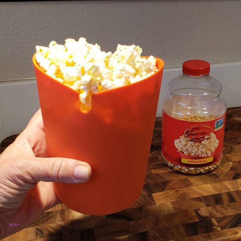 AOTO Foldable Household Microwave Popcorn Popper Bucket DIY Maker Silicone Bowl Reusable Container Kitchen Cooking Tool