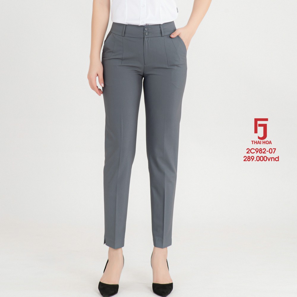 Quân tây nữ công sở đẹp 9 tấc màu ghi xám bigsize trơn Thái Hoà 2c982-07-01