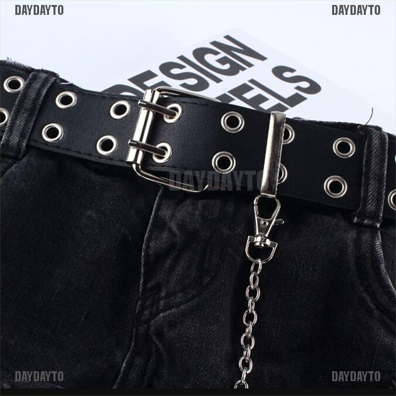 Thắt lưng da màu đen / nâu cài khóa đôi / đơn có thể điều chỉnh phong cách punk cá tính cho nữ