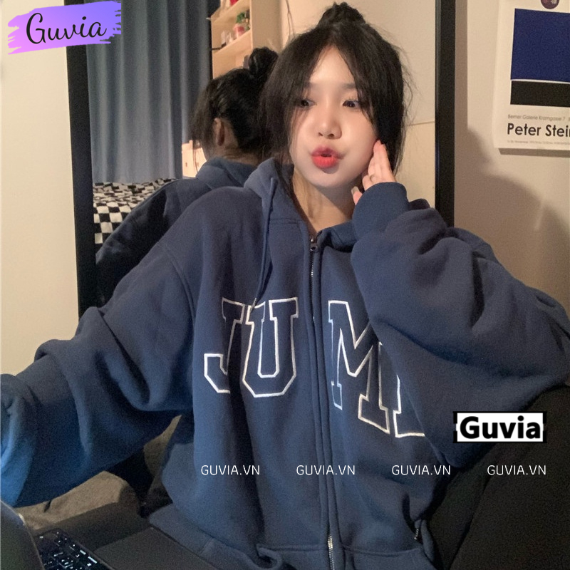 Áo Khoác Hoodie Nỉ JUMP Nam Nữ Ulzzang Unisex, Áo Khoác Form Rộng Thời Trang GUVIA AKN101