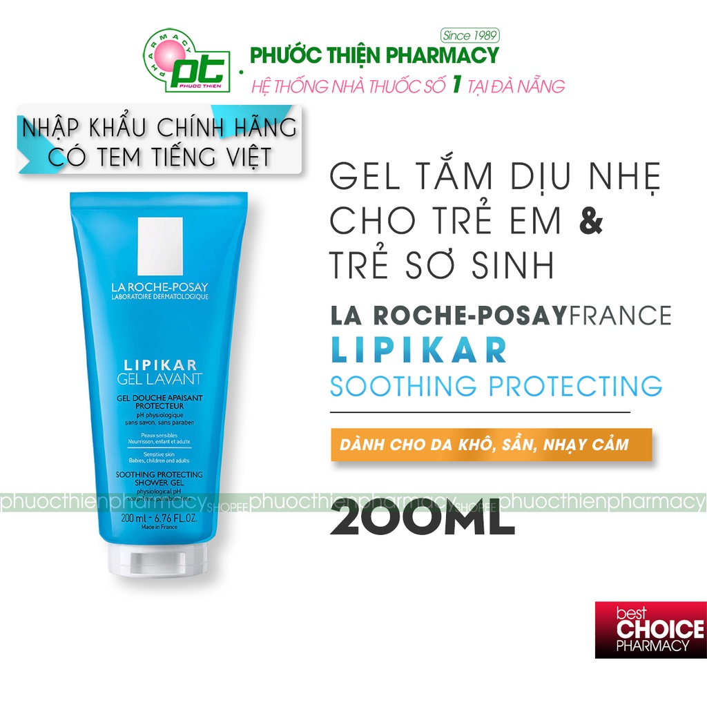 Gel Tắm Cho Da Nhạy Cảm LIPIKAR GEL La Roche-Posay 200ml