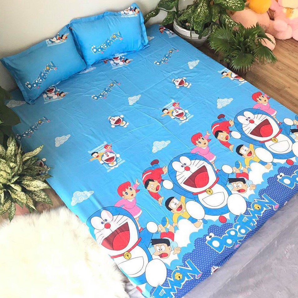 Sét Chăn Ga Gối 5 Món Cotton Poly Mẫu Doremon