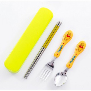 Bộ đũa thìa dĩa tập ăn cho bé hình Hello Kitty, Doremon, Gấu có hộp