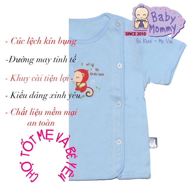 [CHẤT ĐẸP] ÁO SƠ SINH TAY NGẮN CÚC LỆCH BABYMOMMY 0-6 THÁNG