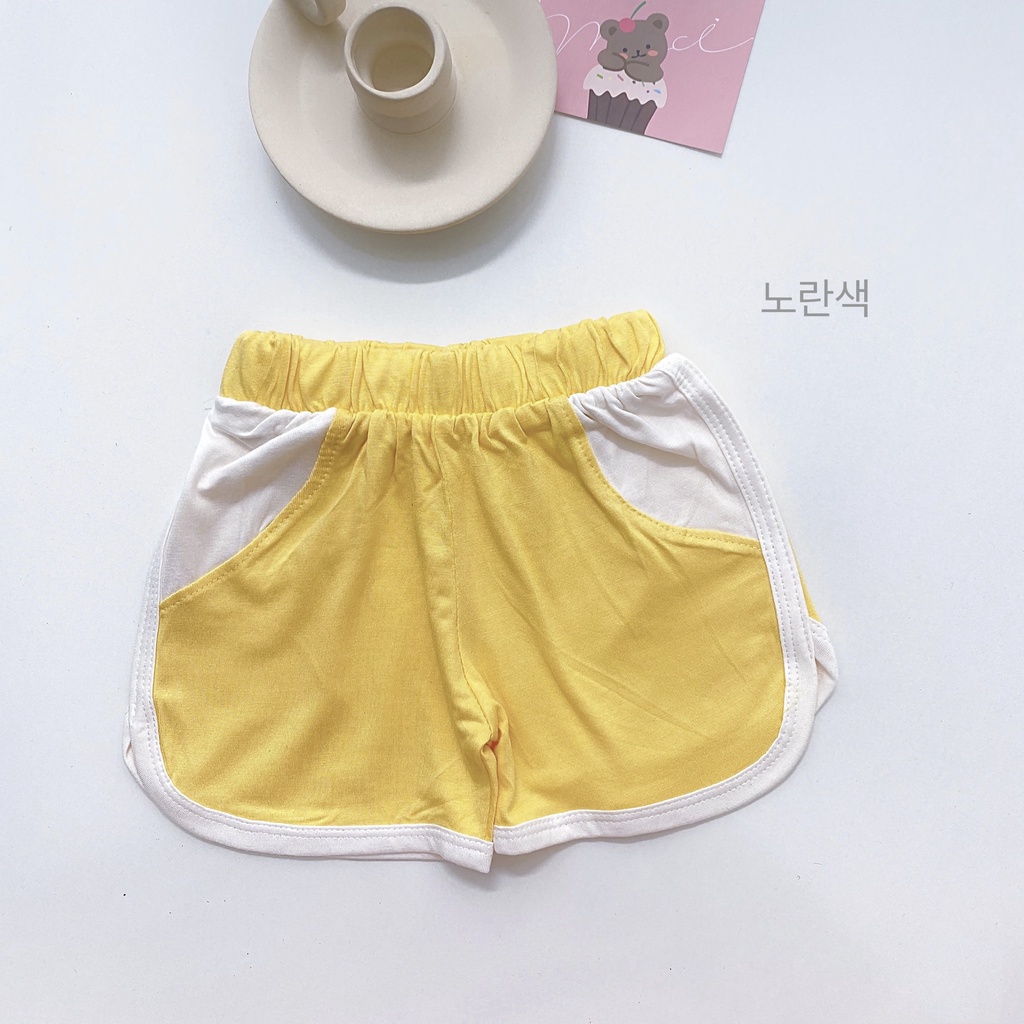 [SALE] Quần Bé Trai, Bé Gái MIMONRI Vải Thun Lạnh Viền Trắng Bo Túi, Quần Đùi Trẻ Em Mặc Hè KWQ2202
