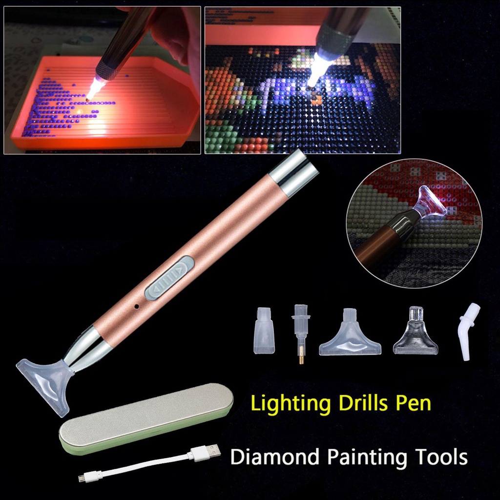 Bút Đính Kim Cương Giả Có Đèn LED 5D