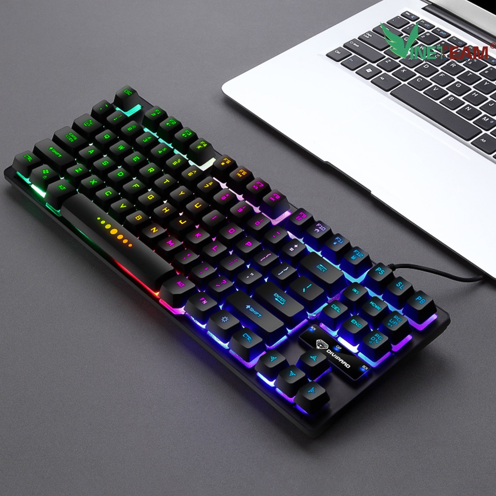 Bàn phím bán cơ chơi game 87 phím có đèn LED TS GK 10 chuyên dụng cho laptop / máy tính bàn -dc4788