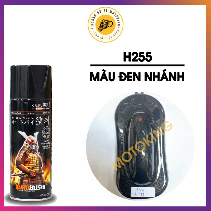 Combo Sơn Samurai màu đen nhánh H255  loại 2K chuẩn quy trình độ bền 5 năm gồm 2K04 - H255- 2k01