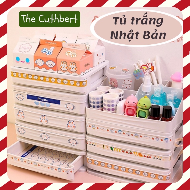 Tủ Trắng Để Bàn Kiểu Nhật Sang Trọng Tiện Lợi Mini Dùng Để Decor Bàn Học Và Đựng Đồ Dùng Học Tập The Cuthbert Shop