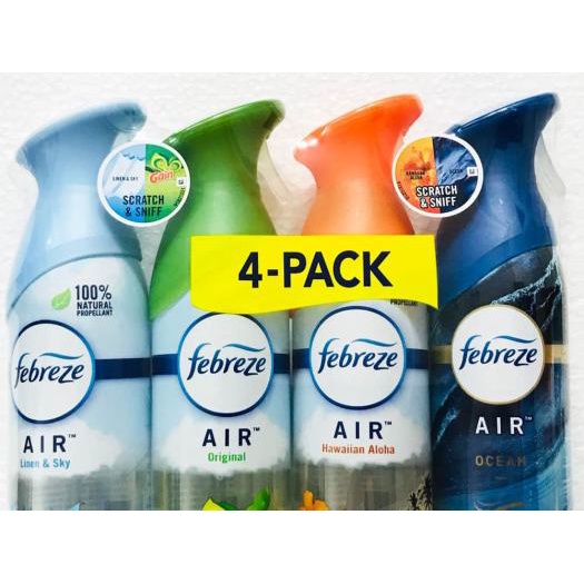 Xịt phòng khử mùi Febreze Air Refresher Spray Hàng Mỹ 250g x 4 chai