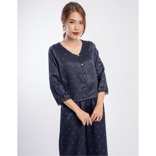 Bộ pijama chấm bi xanh than Hoa Việt