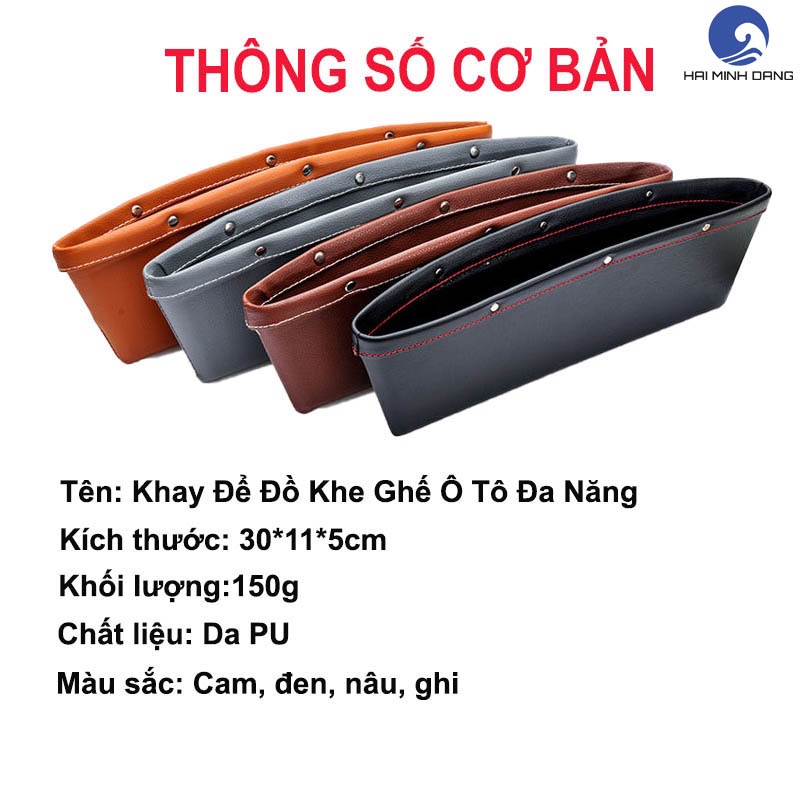 Khay để đồ nhét khe ghế ô tô K3, xe hơi chất liệu Da cao cấp siêu bền