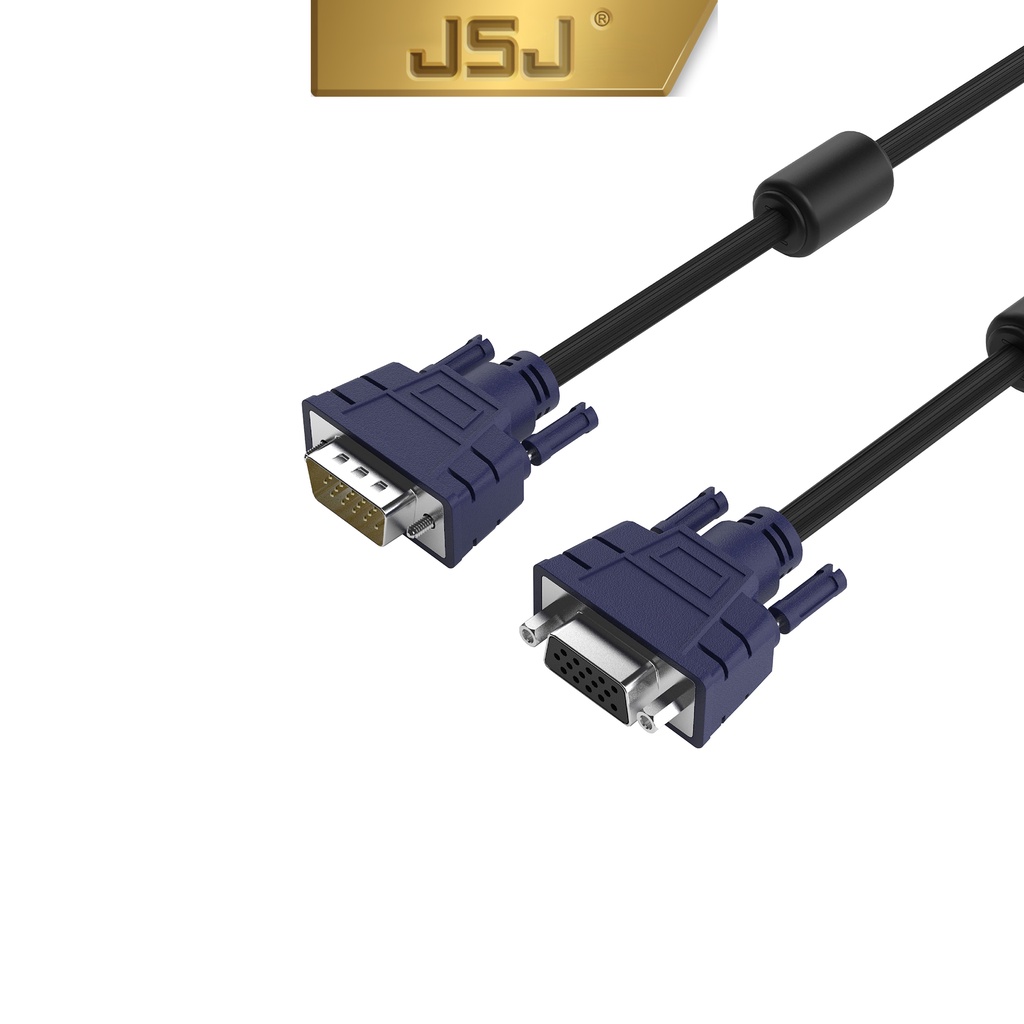 Dây cáp VGA JB-V58 JSJ thiết kế bề ngoài mạnh mẽ được trang bị vòng từ tính kép loại bỏ những tín hiệu xấu
