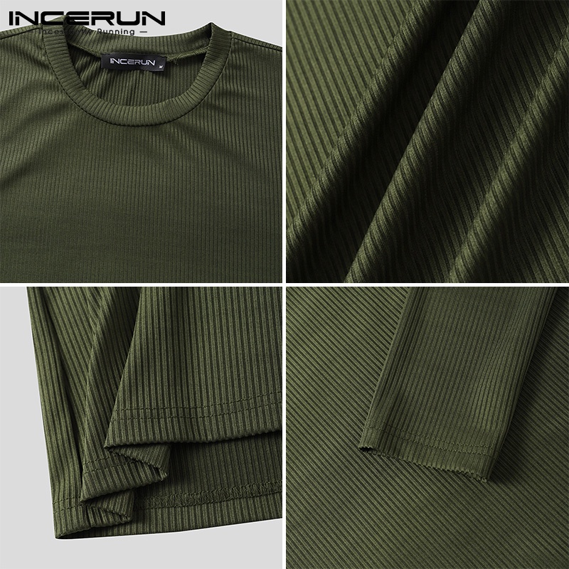 Áo thun INCERUN tay dài thiết kế đơn giản cho nam