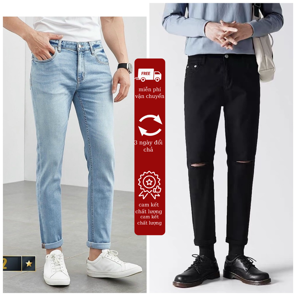 Quần Jean Nam rách vá da Quần Bò Nam From Chuẩn SHOP Thời Trang, Co Dãn 4 Chiều  quần rin nam ptz.sg68 Qj05