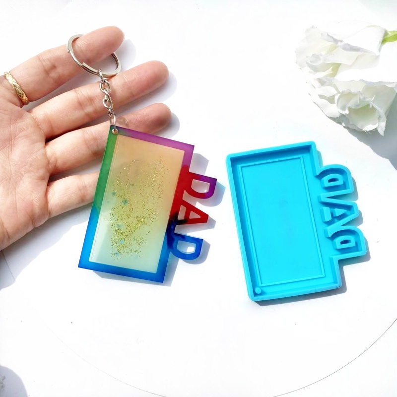 Khuôn Silicone Làm Móc Khóa / Mặt Dây Chuyền Thủ Công Hình Khung Ảnh Dành Cho Ngày Của Cha