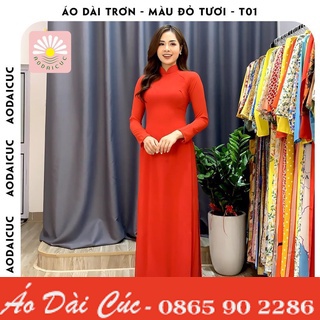 Áo dài 4 tà truyền thống, màu đỏ tươi, lụa chiffon cao cấp, không nhăn, không xù - T01