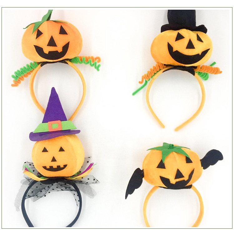 Băng Đô Cài Tóc Kèm Nón Phù Thủy Và Bóng Lông Trang Trí Halloween