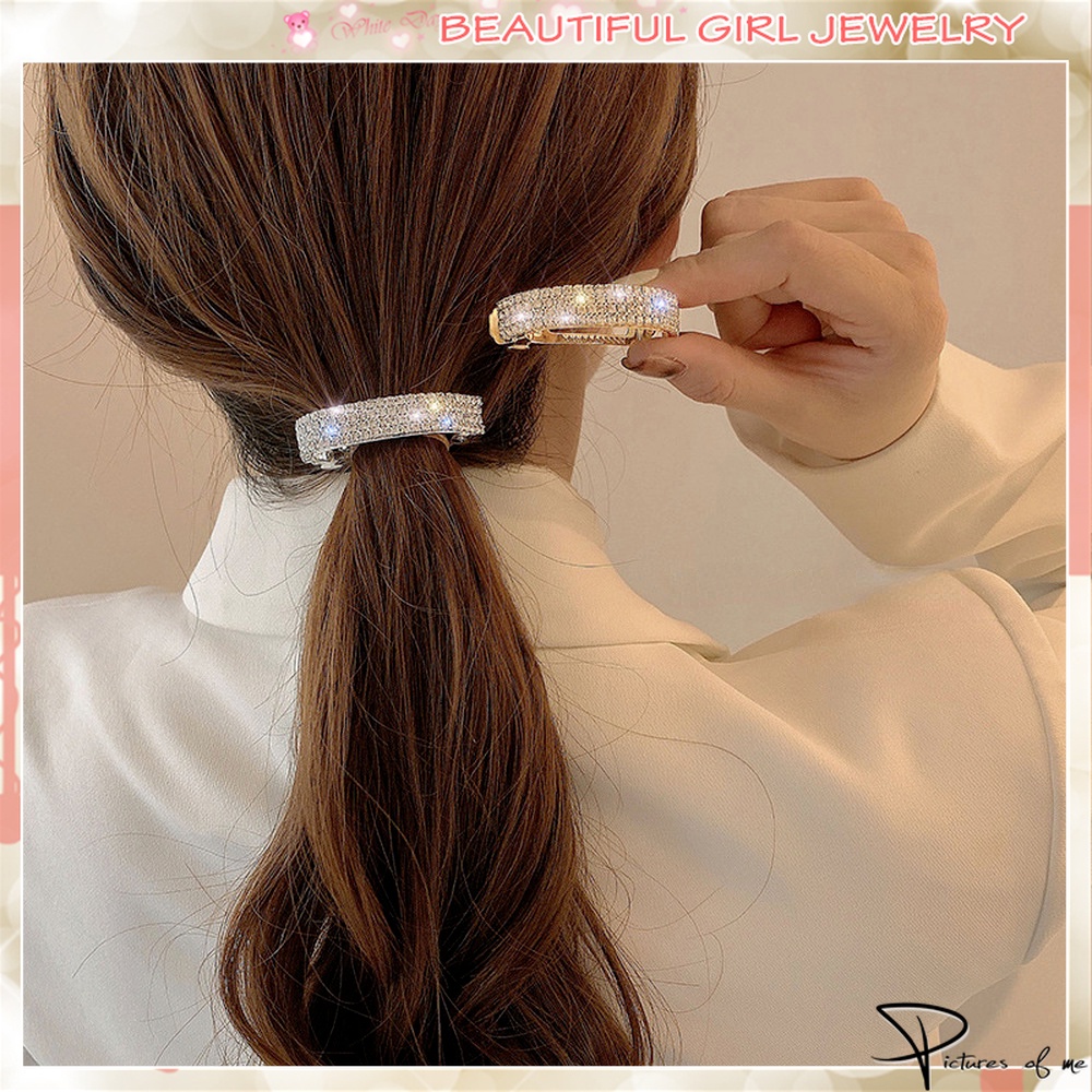 Kẹp tóc kim loại đính đá lấp lánh kiểu dáng xinh xắn cho nữ
