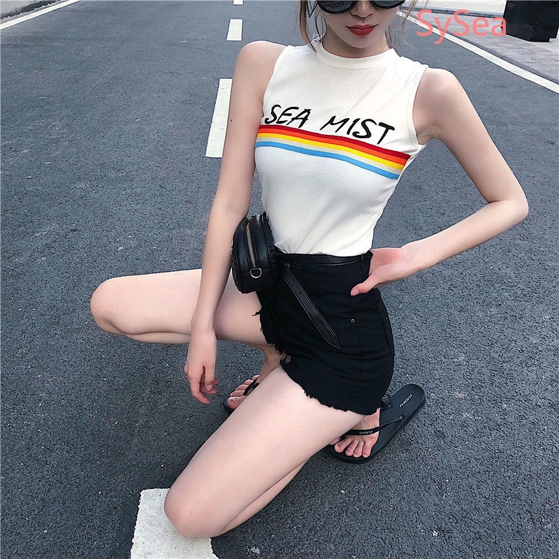 Áo ba lỗ ôm dáng họa tiết sọc ngang thời trang nữ trẻ trung năng động