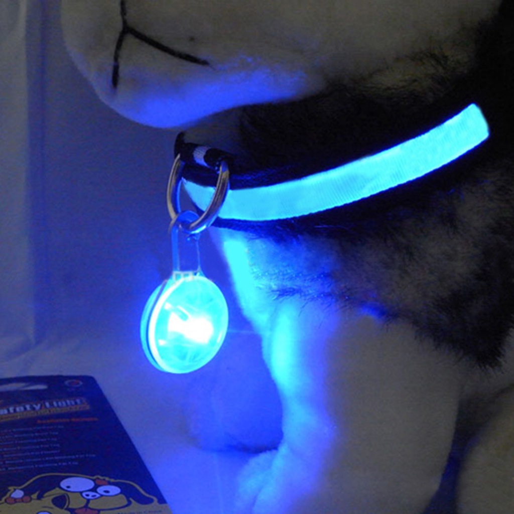 Mặt Dây Chuyền Hình Tròn Gắn Đèn LED Phát Sáng Ban Đêm Cho Thú Cưng