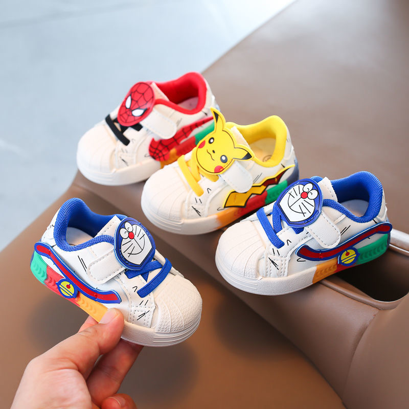 DORAEMON Giày Thể Thao Đế Mềm Hình Pikachu / Người Nhện Kiểu Hàn Quốc Cho Bé