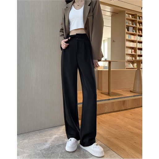 Quần Dài Lưng Cao Ống Đứng Thời Trang Nữ