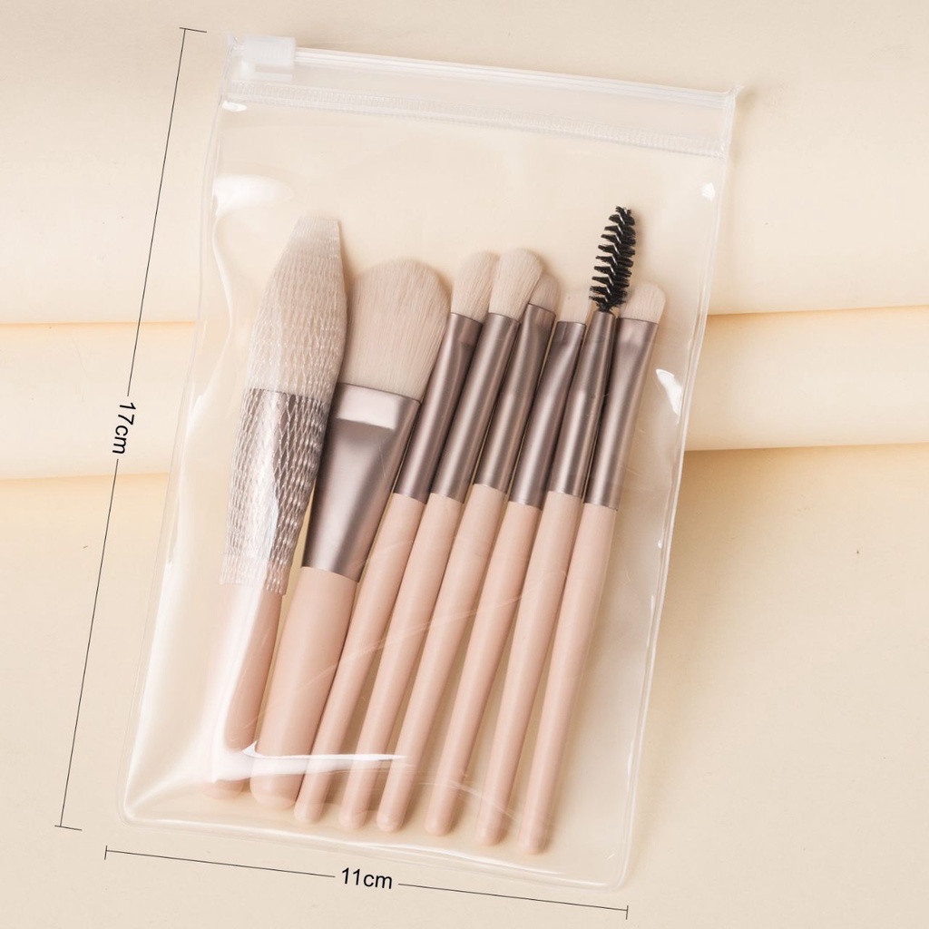 Bộ cọ trang điểm túi ZIP 8 món dễ thương - Gấu Thỏ House