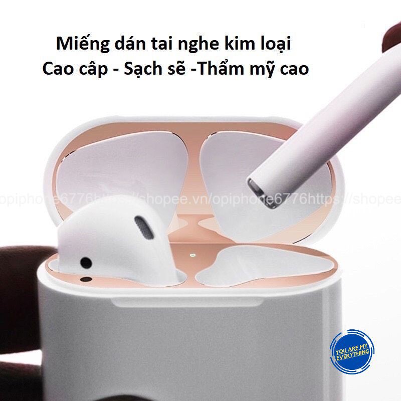 Miếng dán kim loại bảo vệ hộp sạc airpod 1 2 Pro chống bụi