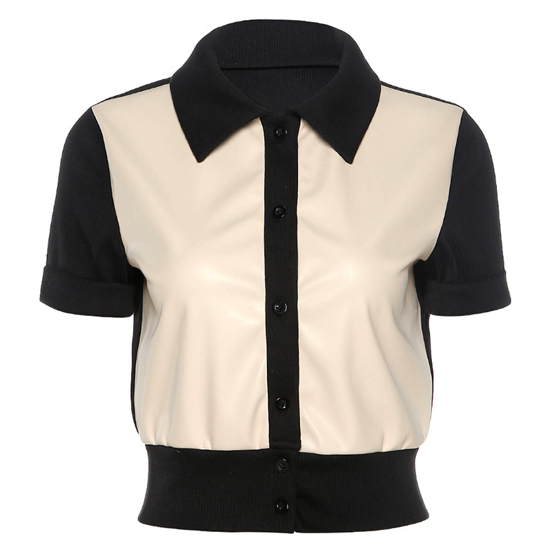 Áo Da Pu Ngắn Tay Dáng Ôm Cá Tính Cho Nữ | BigBuy360 - bigbuy360.vn