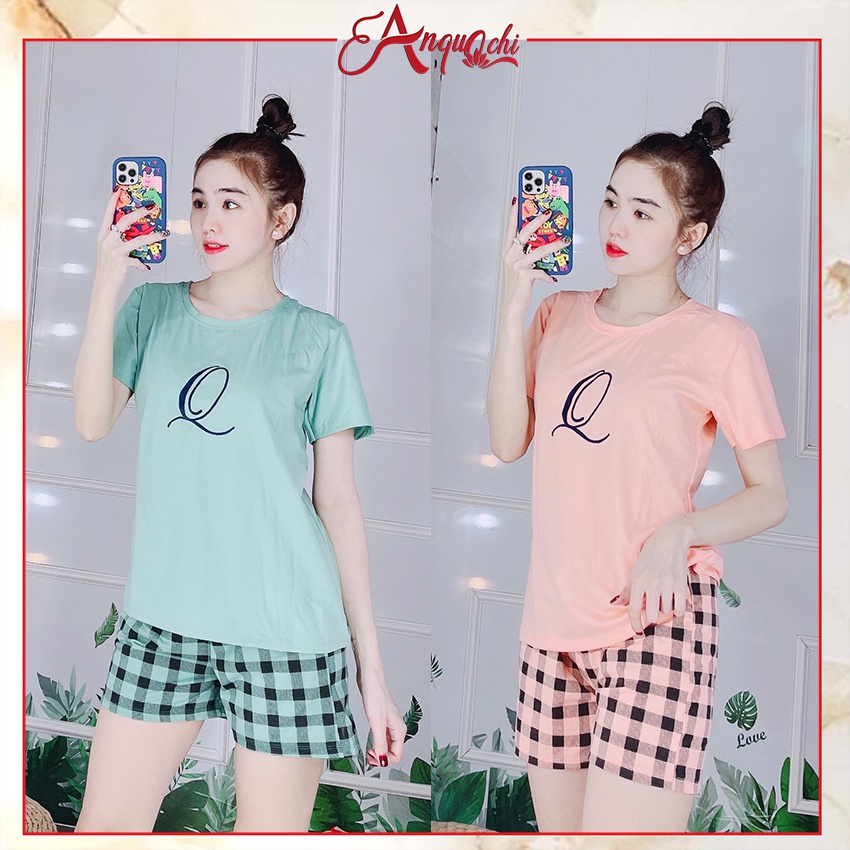 Đồ Bộ Nữ Mặc Nhà Anquachi Đẹp Thun Cotton Nữ Mặc Ngủ Ở Nhà Dễ Thương Quần Đùi Cute S064