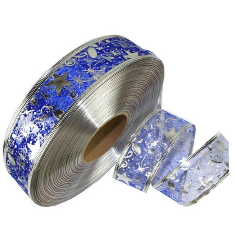 Cuộn Dây Ruy Băng Dài 2m Họa Tiết Ngôi Sao Trang Trí Giáng Sinh / Năm Mới