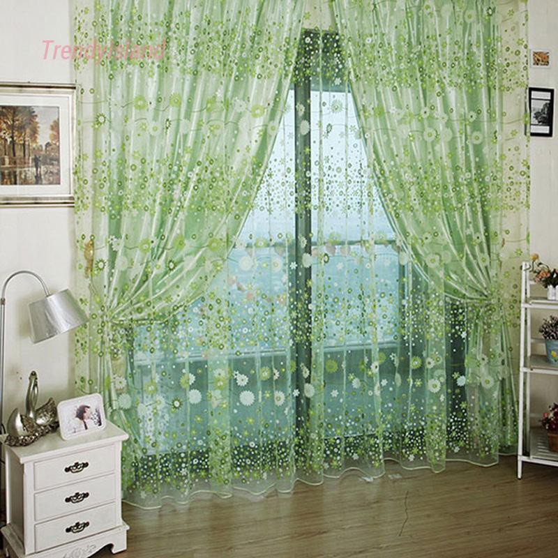 rèm cửa sổ Vải Tuyn In Hoa Kích Thước 200x100cm