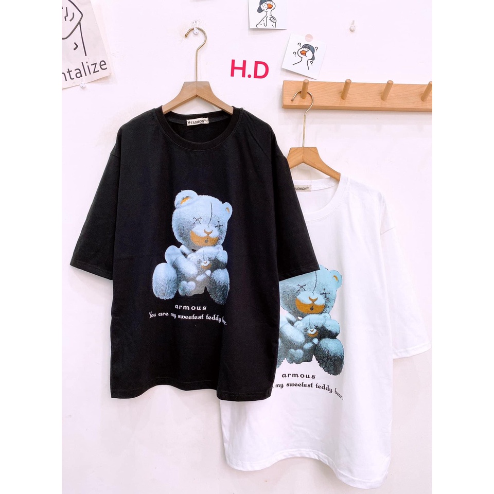 ÁO THUN  TAY LỠ IN HÌNH GẤU  Teddy Bear .ÁO NAM NỮ  CHẤT COTTON SU [ Tặng Kèm Khẩu Trang ]