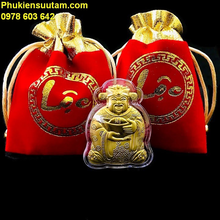 Ông Thần Tài Mạ Vàng Tặng Túi Gấm Lộc; dùng để treo trong nhà, trên cây hoa mai; TMT Collection- SP005427