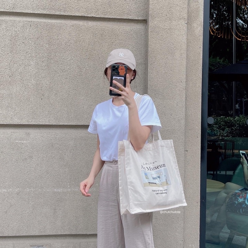T287-289/ Túi Vải Tote Form Vuông Kiểu Dáng Hàn Quốc Mẫu Vintage 2021