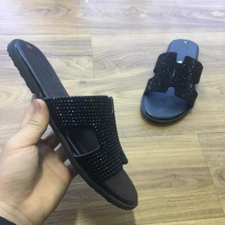 [ảnh thật] Dép lê dép nam quai chữ H đính đá cực sang