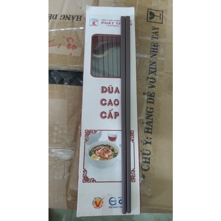 Hộp 10 đôi đũa nhựa Melamine màu Nâu cao cấp Size 25cm