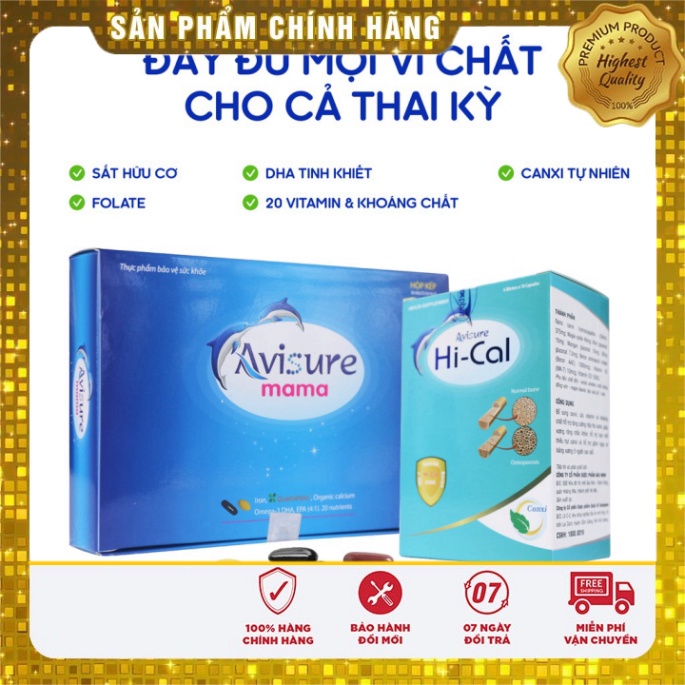 Bộ đôi Vitamin tổng hợp Avisure Mama - Canxi tự nhiên Avisure Hical dành cho phụ nữ mang thai và cho con bú