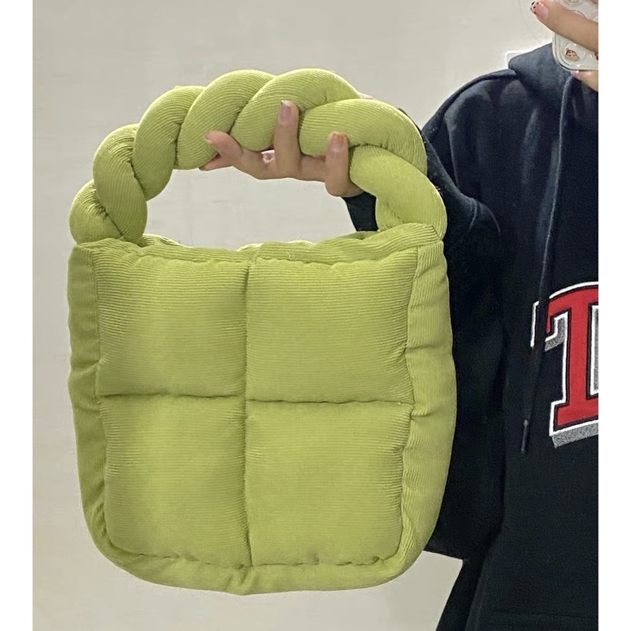 Túi Đeo Chéo Vai Bằng Vải Nhung Kẻ Mềm Thiết Kế Thời Trang 021 Cho Nữ