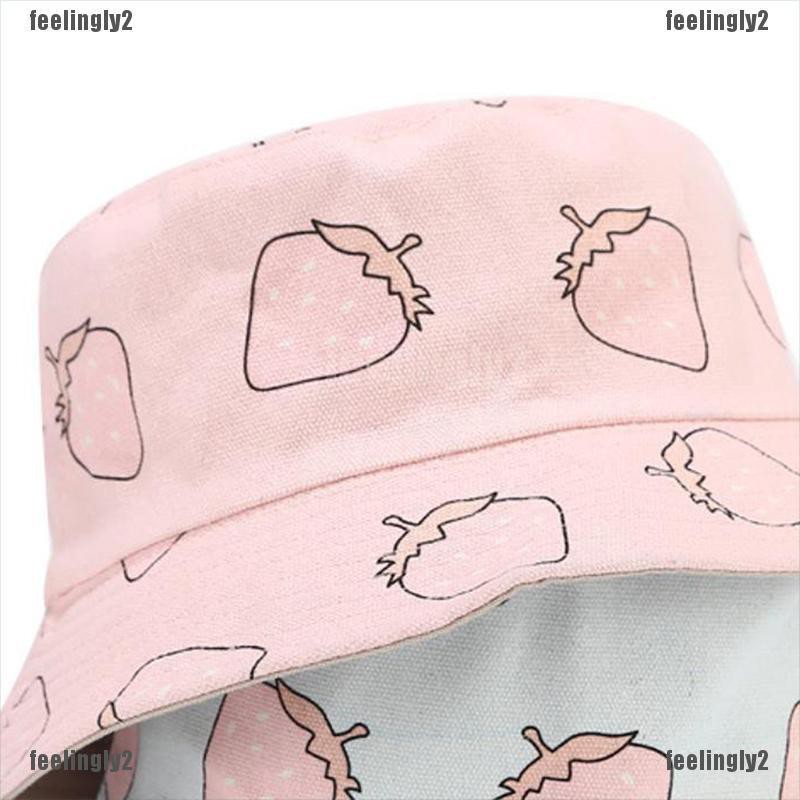 Sale 70% Mũ tai bèo in họa tiết dâu tây dễ thương cho nữ, Pink Giá gốc 107,000 đ - 3F130