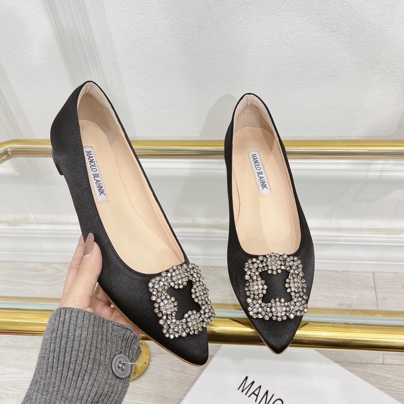 Giày búp bê manolo bọc lụa đá vuông fullbox hàng quảng châu cao cấp