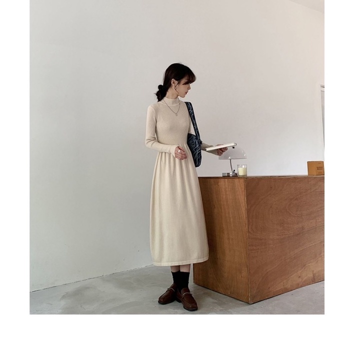 FREESHIP ❗️ ĐẦM THUN TAY DÀI MÀU BASIC