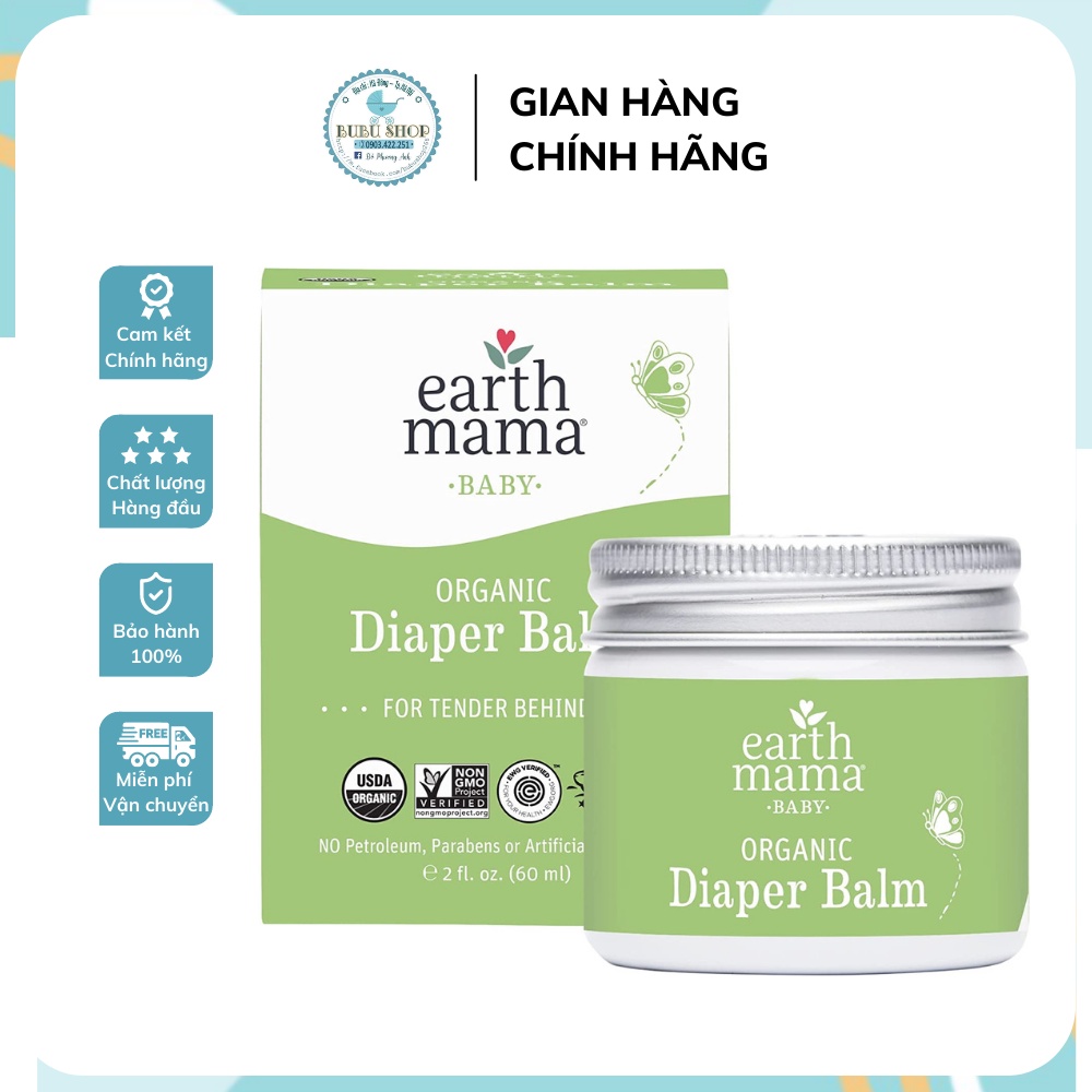 (mẫu mới) Kem hăm organic Earth mama 60ml an toàn cho bé từ sơ sinh