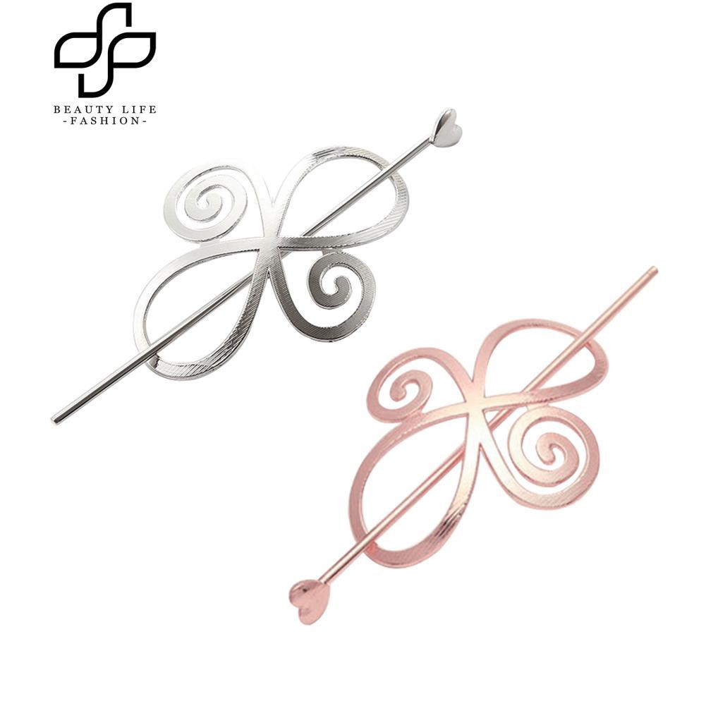 Kẹp tóc kiểu nút thắt hình hoa và hình trái tim thời trang